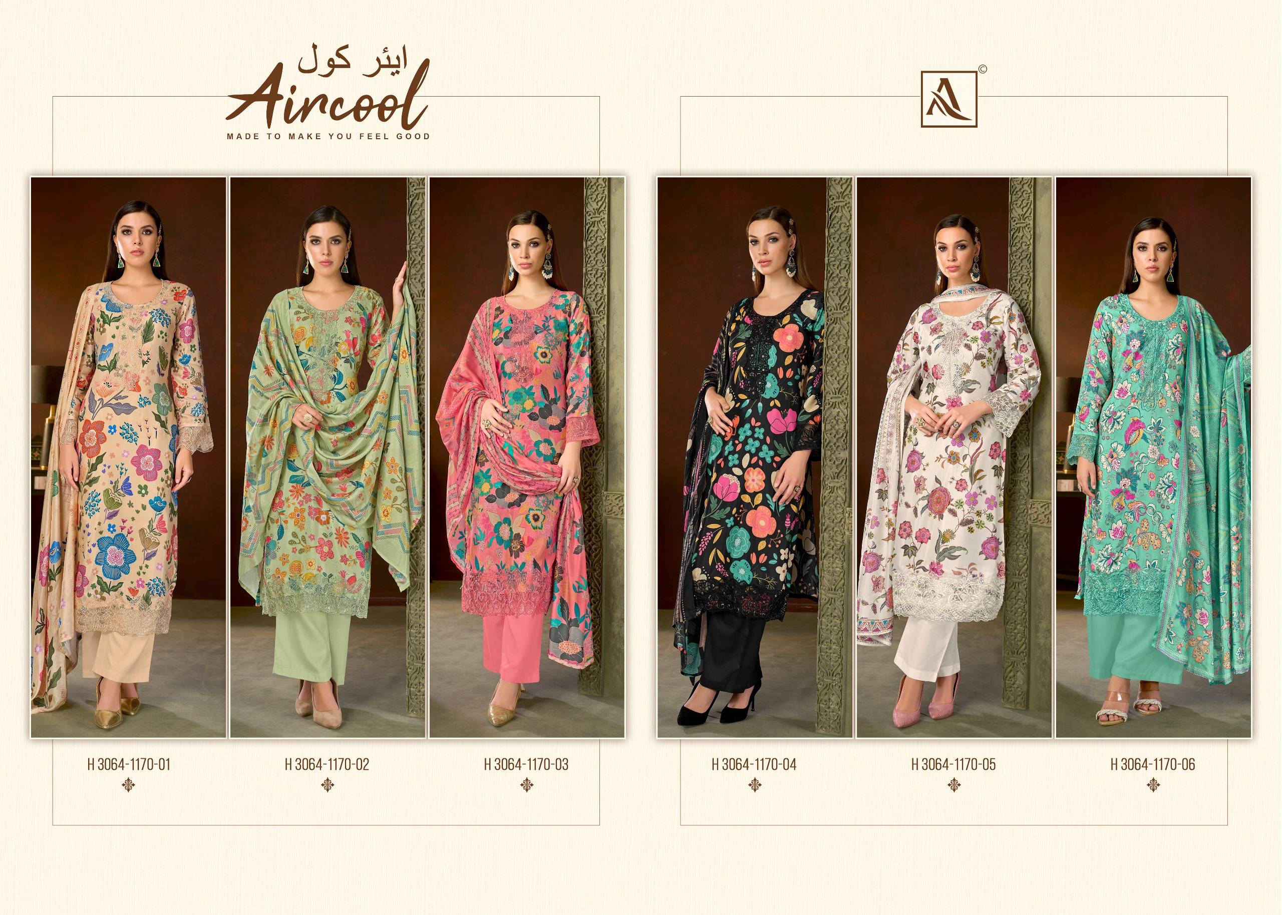 AIRCOOL By Alok Suit 01 To 06 Series Beautiful Festive Suits Stylish Fancy Colorful Ethnic Wear Pure Viscose Maslin Print Dresses At Wholesale Price